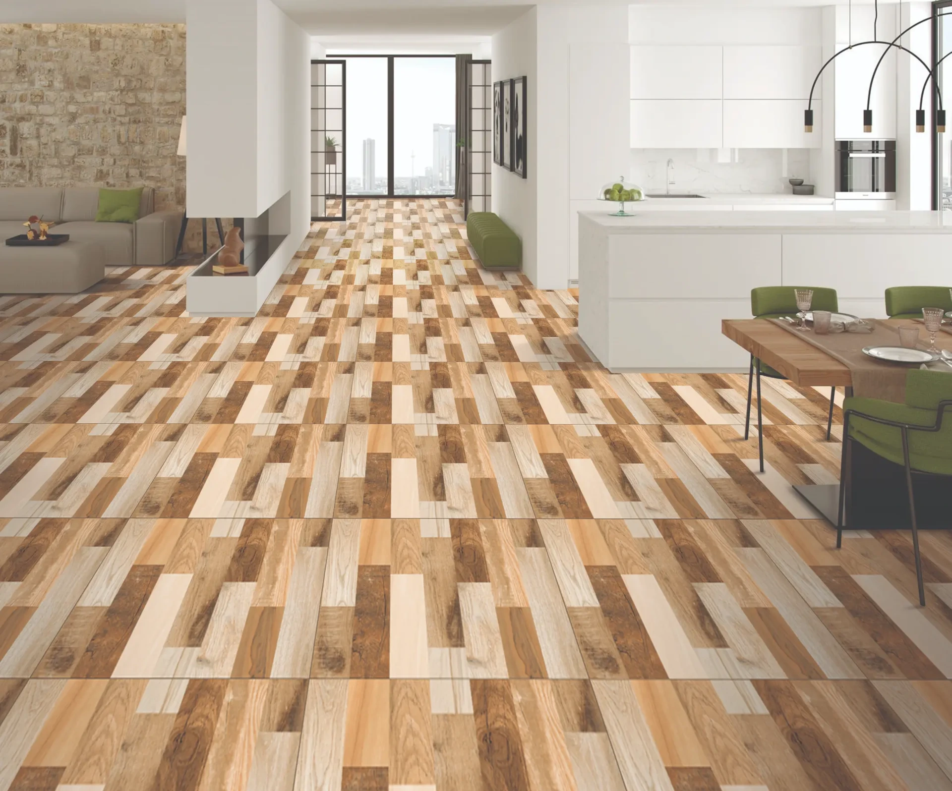 Wooden strip tiles